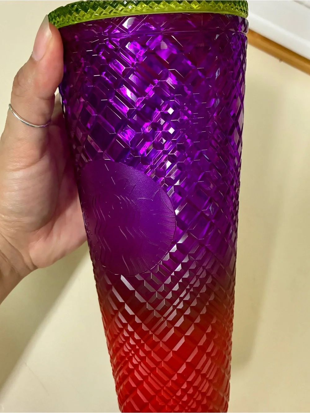 Starbucks She x This ombré purple red jeweled tumbler green top w black white 24